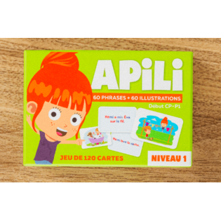 Jeu de 120 cartes Apili niveau 1 : 60 phrases + 60 illustrations