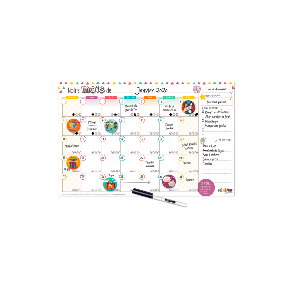 Calendrier mensuel familial Notre mois ensemble – horizontal- Minimo