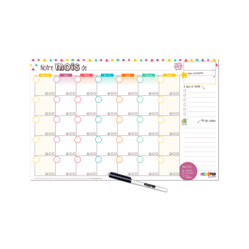 Calendrier mensuel familial Notre mois ensemble – horizontal- Minimo