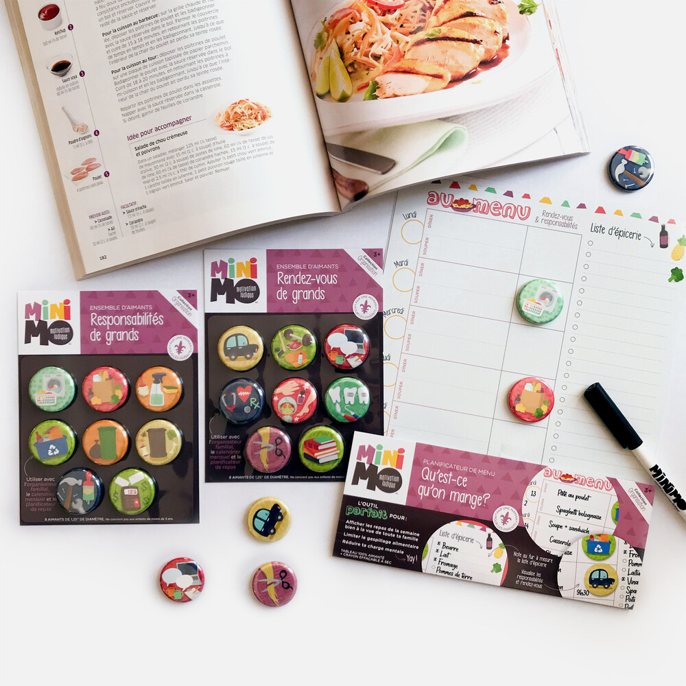 Planificateur de menu Qu’est-ce qu’on mange? (Tableau + crayon)- MINIMO