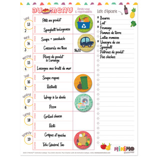 Planificateur de menu Qu’est-ce qu’on mange? (Tableau + crayon)- MINIMO