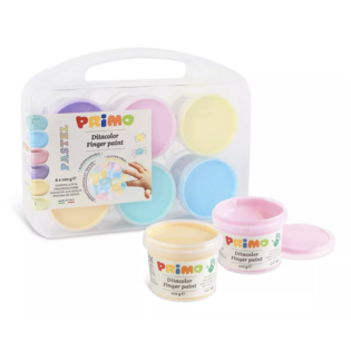 Peinture au doigt pastel en pot, coffret polyvalent, 6 couleurs, 100 g - PRIMO