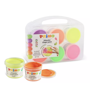 Peinture au doigt Fluo pot, coffret polyvalent, 6 couleurs, 100 g - PRIMO