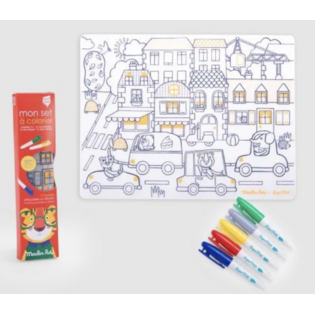 Set en silicone à colorier + 5 feutres - Les Popipop - Moulin Roty