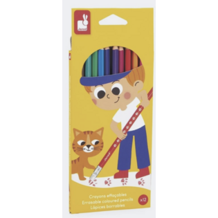 lot de 12 crayons effaçable - janod