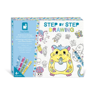 Coffret Créatif Dessin 20 Coloriages avec Feutres pailletés - Janod