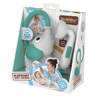 DOUCHE ÉLÉPHANT POUR BÉBÉ - GRIS & VERT FORÊT