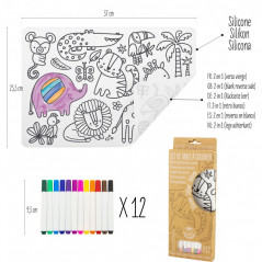 SILICONE : SET DE TABLE À COLORIER - THÈME SAVANE