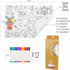 SILICONE : SET DE TABLE À COLORIER - THÈME FERME