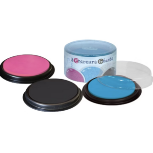 Pack 3 Encreurs Géants Ronds rose, bleu et noir - Crealign'
