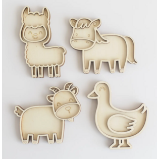 Set mini plateau ludique - animaux de la ferme (alpaga, cheval, chèvre, oie)