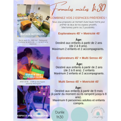 Formules Mixtes 1H30 pour 3 enfants  - carte cadeau