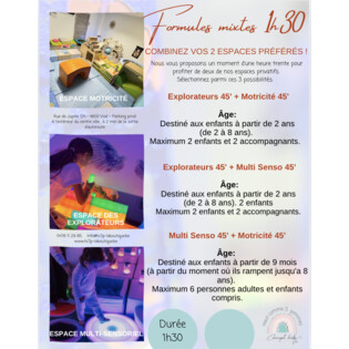 Formules Mixtes 1H30 pour 3 enfants  - carte cadeau