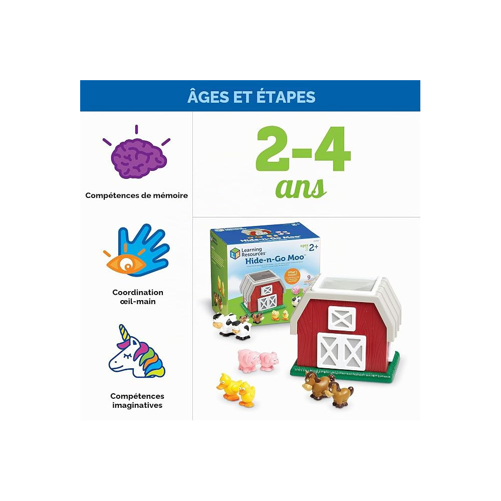 Learning Resources – Hide 'n' Go Moo – Ferme sensorielle et animaux